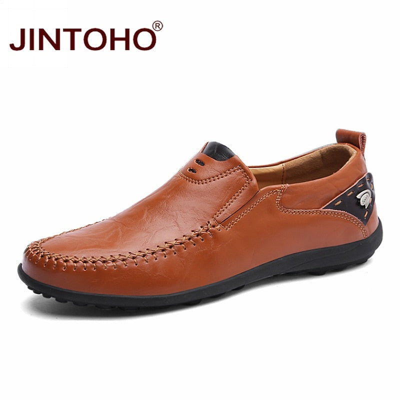 JINTOHO 2019 Men Leather Shoes Brand Mens Fashion Shoes Men Casual Leather Shoes Genuine Leather Men Loafers Boat Shoes