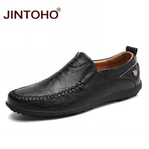 JINTOHO 2019 Men Leather Shoes Brand Mens Fashion Shoes Men Casual Leather Shoes Genuine Leather Men Loafers Boat Shoes