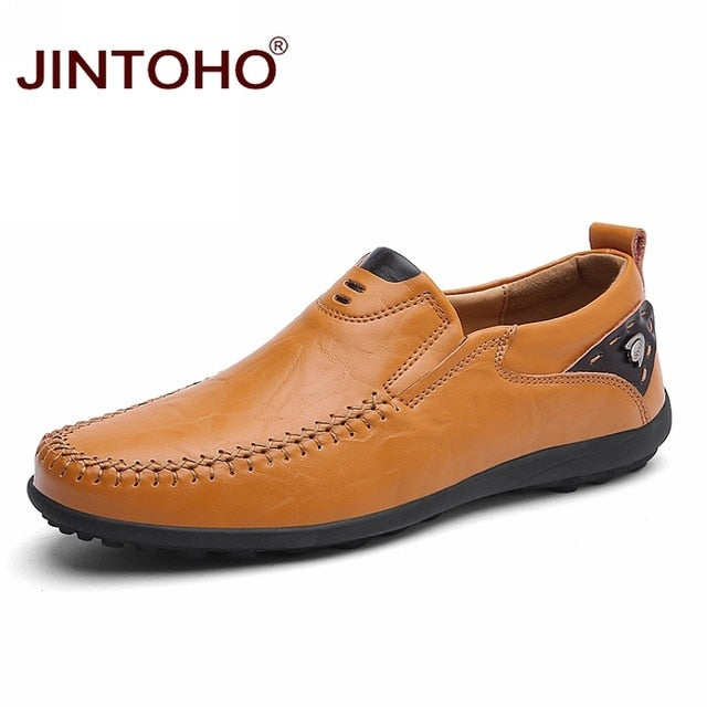 JINTOHO 2019 Men Leather Shoes Brand Mens Fashion Shoes Men Casual Leather Shoes Genuine Leather Men Loafers Boat Shoes