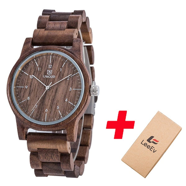 UWOOD Wood Quartz Wristwatches Man Minimalist Retro Raw Sandal Wooden Band Bracelet Male Husband Gift Wrist Bracelet Watches