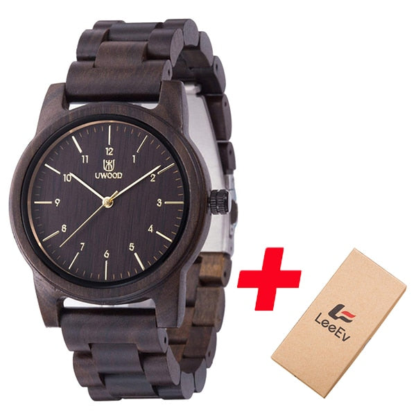 UWOOD Wood Quartz Wristwatches Man Minimalist Retro Raw Sandal Wooden Band Bracelet Male Husband Gift Wrist Bracelet Watches