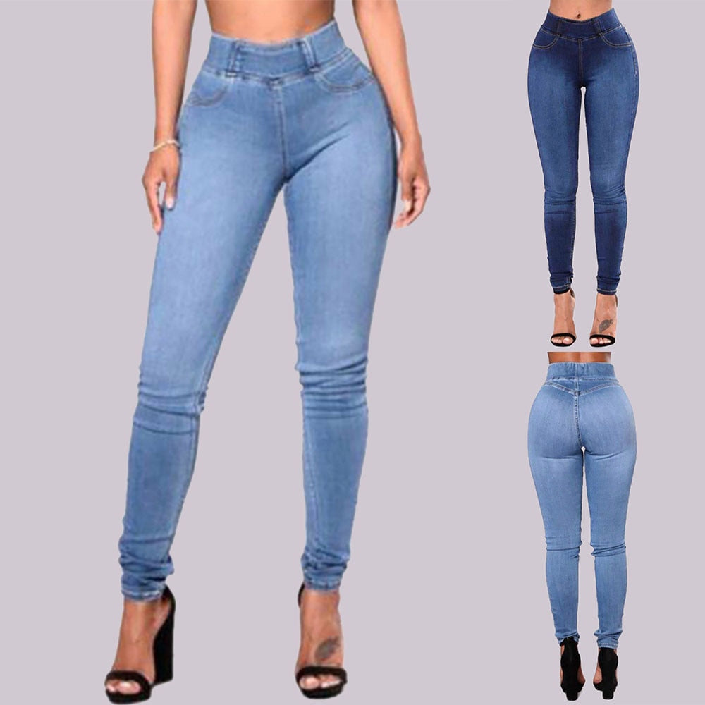 2020 New Fashion Jeans Women Pencil Pants High Waist Jeans Sexy Slim Elastic Skinny Pants Trousers Fit Lady Jeans Plus Size#G30