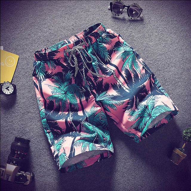 2019 Summer Casual Shorts Men Trousers Male Camouflage Fashion Flowers Print Straight Short Beach Mens Short free shipping