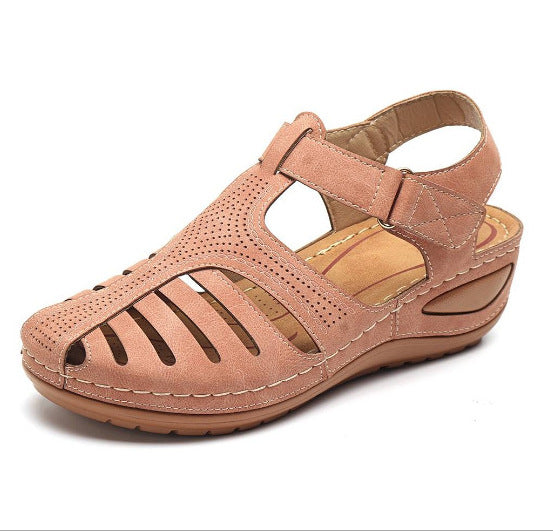 MCCKLE Woman 2020 Summer Leather Vintage Sandals Buckle Casual Sewing Women Retro Sandalias Female Ladies Platform Shoes 36-46