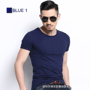 Men Tshirt Spandex Fitness Gym Clothing Man Tops Tees T Shirt For Male Solid Color Tshirts multi Colors T-Shirt XS-XXL