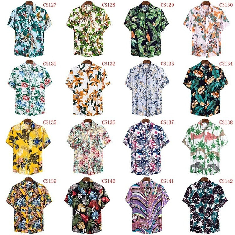 FFXZSJ brand men'S Hawaiian summer shirt 2020 high quality cotton short-sleeved shirt lapel shirt European plus-size casual prin