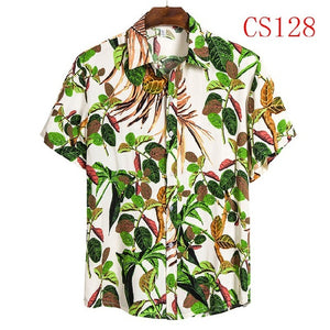 FFXZSJ brand men'S Hawaiian summer shirt 2020 high quality cotton short-sleeved shirt lapel shirt European plus-size casual prin