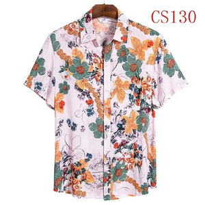 FFXZSJ brand men'S Hawaiian summer shirt 2020 high quality cotton short-sleeved shirt lapel shirt European plus-size casual prin