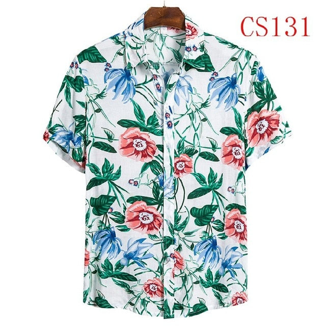 FFXZSJ brand men'S Hawaiian summer shirt 2020 high quality cotton short-sleeved shirt lapel shirt European plus-size casual prin