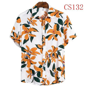 FFXZSJ brand men'S Hawaiian summer shirt 2020 high quality cotton short-sleeved shirt lapel shirt European plus-size casual prin