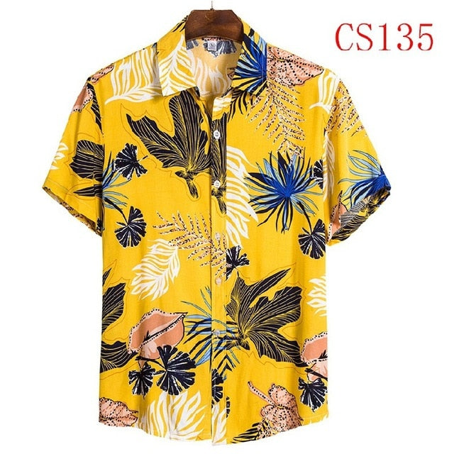 FFXZSJ brand men'S Hawaiian summer shirt 2020 high quality cotton short-sleeved shirt lapel shirt European plus-size casual prin