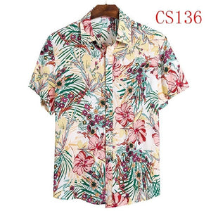 FFXZSJ brand men'S Hawaiian summer shirt 2020 high quality cotton short-sleeved shirt lapel shirt European plus-size casual prin