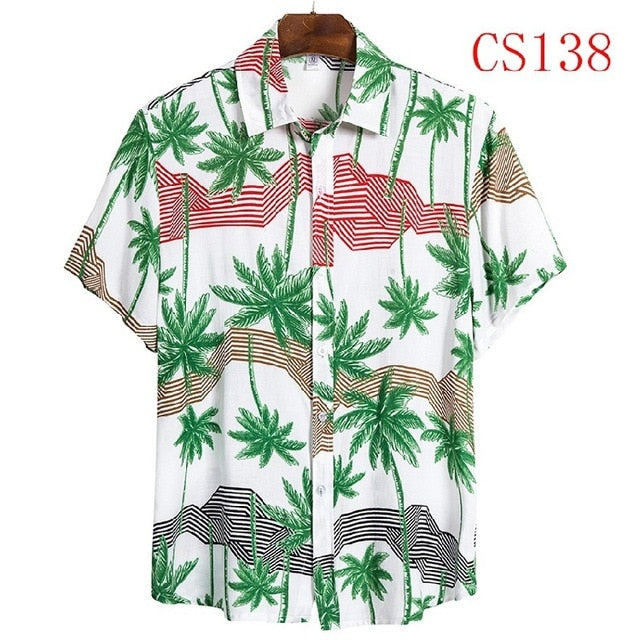 FFXZSJ brand men'S Hawaiian summer shirt 2020 high quality cotton short-sleeved shirt lapel shirt European plus-size casual prin