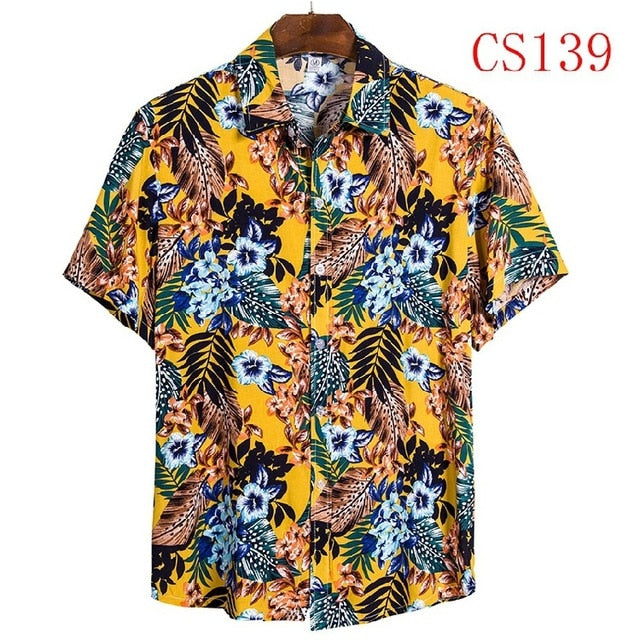 FFXZSJ brand men'S Hawaiian summer shirt 2020 high quality cotton short-sleeved shirt lapel shirt European plus-size casual prin