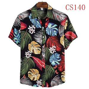 FFXZSJ brand men'S Hawaiian summer shirt 2020 high quality cotton short-sleeved shirt lapel shirt European plus-size casual prin