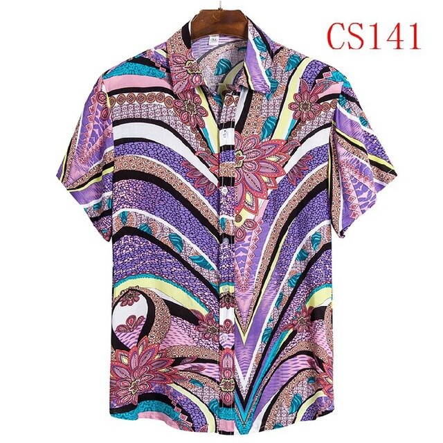 FFXZSJ brand men'S Hawaiian summer shirt 2020 high quality cotton short-sleeved shirt lapel shirt European plus-size casual prin