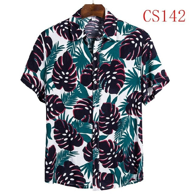 FFXZSJ brand men'S Hawaiian summer shirt 2020 high quality cotton short-sleeved shirt lapel shirt European plus-size casual prin