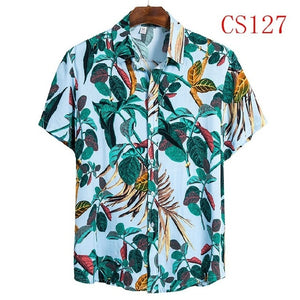 FFXZSJ brand men'S Hawaiian summer shirt 2020 high quality cotton short-sleeved shirt lapel shirt European plus-size casual prin