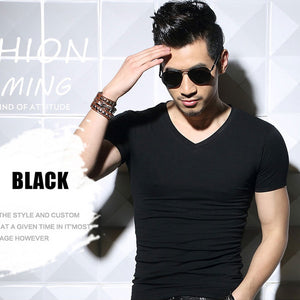 Lycra Men'S T Shirt Short Sleeve T-Shirt O-Neck Slim Solid Color Half Sleeved Tee Shirt 2019 MRMT